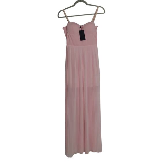 NWT Blaque Label Women's Sz M Strapless Pink Maxi Dress Pleated Bridesmaid Prom - Picture 1 of 7
